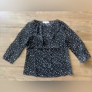 (Loft) 7/8 sleeve blouse in black abstract print